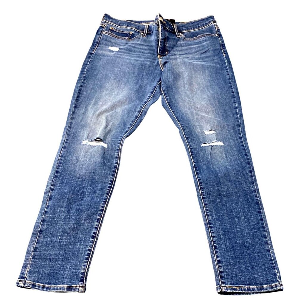 Levis Womens Straight Fit Medium Wash Distressed Jeans W32 L30